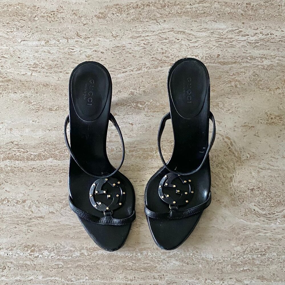 Vintage Gucci Stud GG Sandal Heels